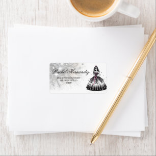 Paarse & Zwarte Quinceañera Meisje Etiket