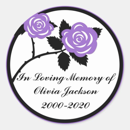 Paarse zwarte rozen aanpasbare sympathie stickers (Voorkant)