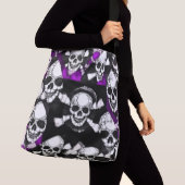 Paarse zwarte schedel crossbody tas (Dichtbij)