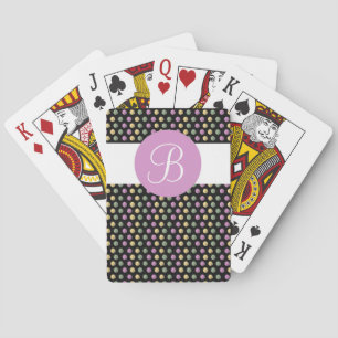 Paarse zwarte stippen aangepaste monogram speelkaa pokerkaarten