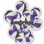 paarse zwarte team kleuren basketballen spelersnaa sticker (Voorkant)