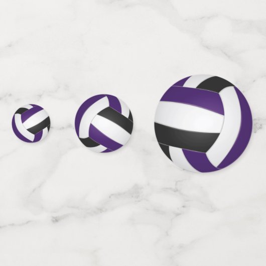 paarse zwarte team kleuren kinder volleybal partij confetti (Achterkanten)