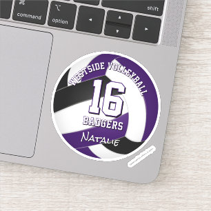 paarse zwarte team kleuren volleybalspeler sticker