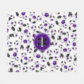 paarse zwarte teamkleuren voetballen patroon fleece deken (Voorkant (Horizontaal))