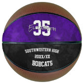 Paarse zwarte teamnaam einde seizoen aandenken basketbal (Voorkant)