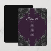 Paarse Zwarte Trouwtafel Nummer Escort Kaarten (Voorkant / Achterkant)