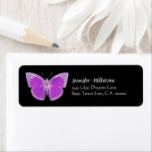 Paarse & zwarte vlinder adreslabel etiket (Insitu)