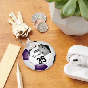 paarse zwarte voetbalclub team kleuren sportgesche sleutelhanger
