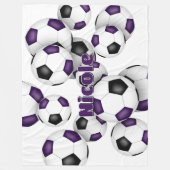 paarse zwarte voetballen atletische inrichting fleece deken (Voorkant)