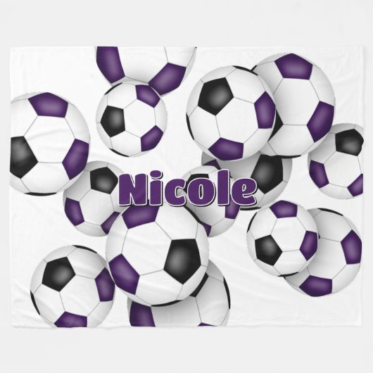 paarse zwarte voetballen atletische inrichting fleece deken (Voorkant (Horizontaal))