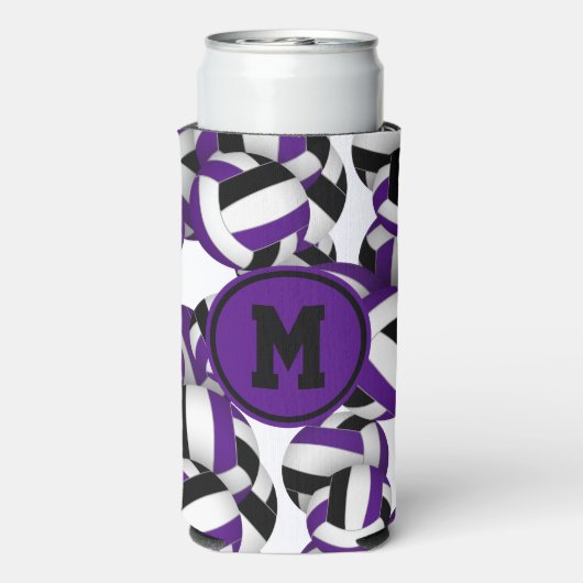 Paarse zwarte volleyballen Patroon W speler Monogr (Seltzer Achterkant)