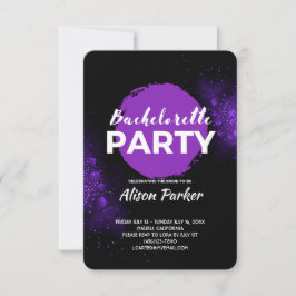 Paarse zwarte vrijgezellenfeest kaart