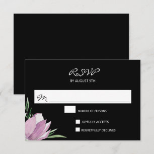 Paarse Zwarte Waterverf Bloemen RSVP Kaarten Kaartje
