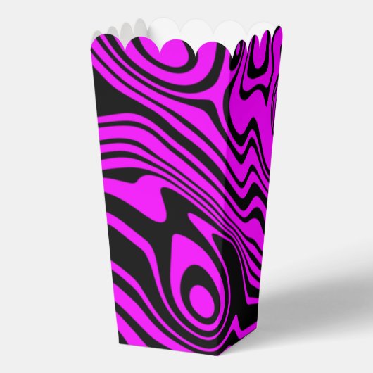 Paarse Zwarte Wavy Gestreepte Popcorn Dozen Bedankdoosjes (Achterkant)