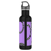 Paarse zwarte witte strepen en cirkels waterfles  (Achterkant)