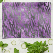 Paarse zwarte zebra print theedoek (Gevouwen)