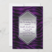 Paarse Zwarte Zebra Print Verjaardagsfeest Elk Eve Kaart (Voorkant)