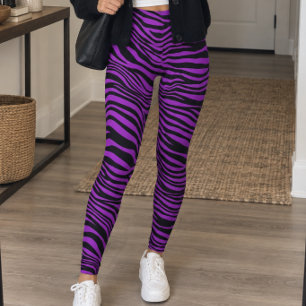 Paarse Zwarte Zebra Strepen Leggings