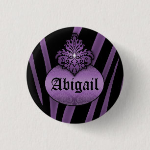 Paarse Zwarte Zebrastripes met Vlaamse naamplaat Ronde Button 3,2 Cm
