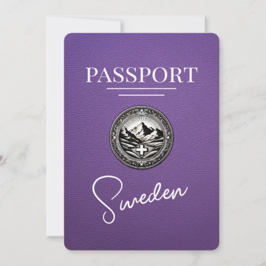 Paarse Zweden Paspoort Bewaar de datum Save The Date (Voorkant)