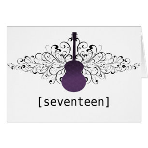 Paarse Zwemelen Guitar Table Number Kaart