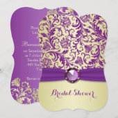 Paarse zwemmers met gouden bridale douche kaart (Voorkant / Achterkant)