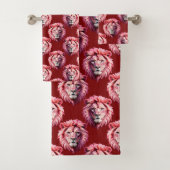 Paarsroze Leeuwenkop Ontwerp Bad Handdoek (Insitu)