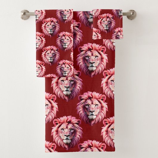 Paarsroze Leeuwenkop Ontwerp Bad Handdoek