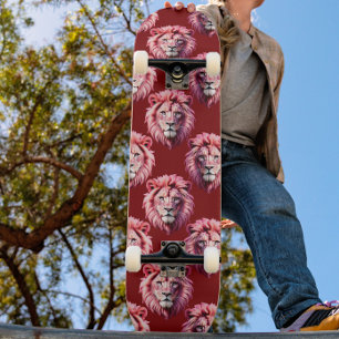 Paarsroze Leeuwenkop Ontwerp Skateboard