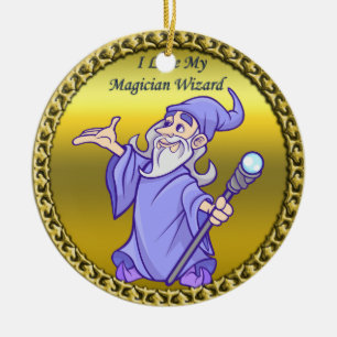 paarsste tovenaar van de gouden magiër keramisch ornament