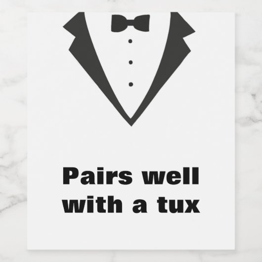Paart goed met een tux wijnfles label wijn etiket (Enkel label)