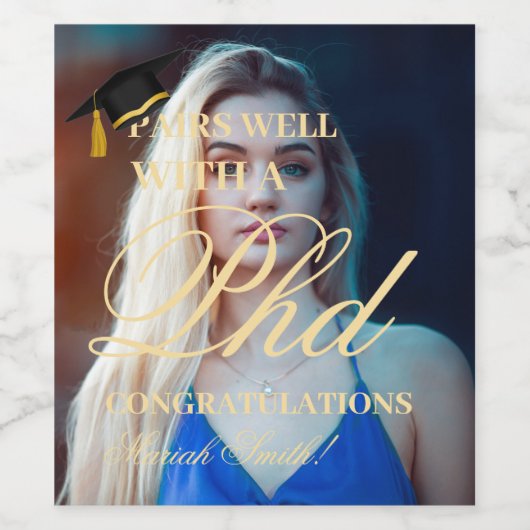 Paart goed met Graduating University Afstuderen Wijn Etiket (Enkel label)