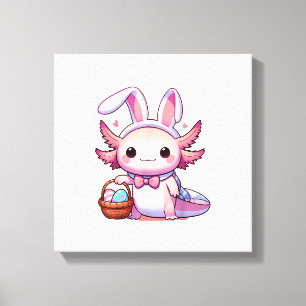 Paas Axolotl Konijnenoren Eieren T-Shirt Canvas Afdruk