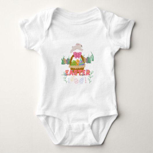 Paas Baby Bodysuit – Schattigee Bunny & Egg One-Pi (Voorkant)