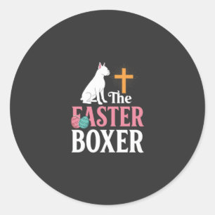 Paas Boxer Hond Vintage Gravure Shirt Ronde Sticker
