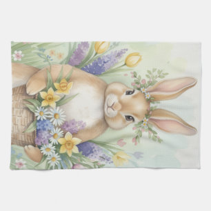Paas cute konijn bloem keuken handdoek