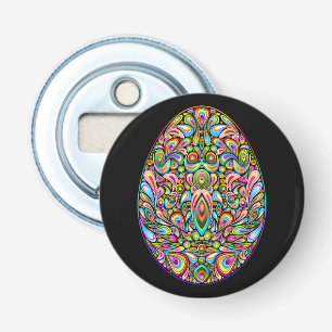 Paas Ei Psychedelisch Design Kids Biologisch T-Shi Button Flesopener