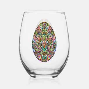 Paas Ei Psychedelisch Design Kids Biologisch T-Shi Wijnglas Zonder Voet