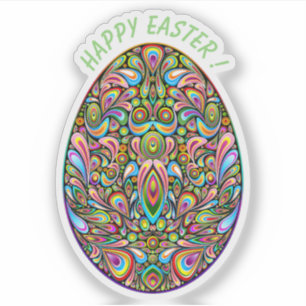 Paas-ei psychedelisch ontwerp kids biologisch T-sh Sticker