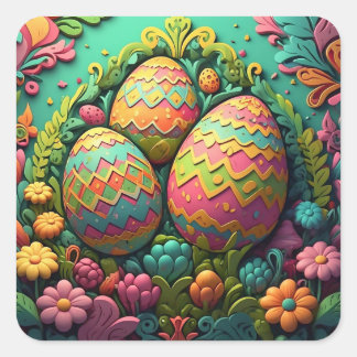 PAAS EIER TUIN VIERKANTE STICKER