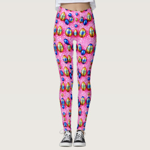 PAAS EIEREN ~ Geel Helder Roze Blauw 3D~ Leggings