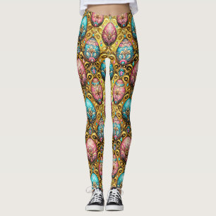 PAAS EIEREN ~ Goud Aqua Stof Roze 3D~ Leggings