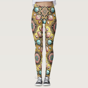 PAAS EIEREN ~ Goud Blauw Roze 3D~ Leggings