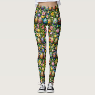 PAAS EIEREN ~ Heldergroene achtergrond 3D~ Damesle Leggings
