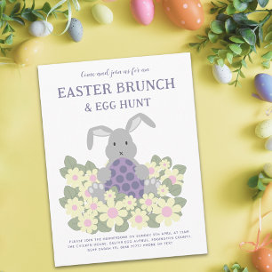 Paas Eieren Jacht Brunch Schattig Konijn Bloem Bud Flyer