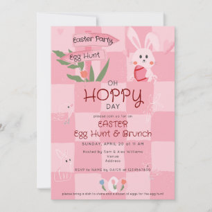 Paas Eieren Jacht Brunch Schattige Roze Waterverf Kaart