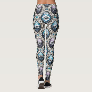PAAS EIEREN ~ Paars Blauw Grijs 3D~ Leggings