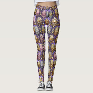 PAAS EIEREN ~ Paars Goud Roze 3D ~ Leggings