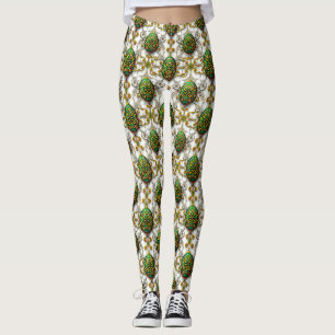 PAAS EIEREN ~ Wit Groen 3D ~ Leggings