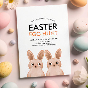 Paas-eierenjachtfeest met twee paashaasjes kaart